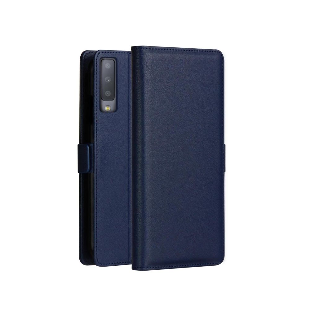 Wewoo - Housse Coque Etui à rabat horizontal en cuir PC + PU série MILO pour Samsung Galaxy A7 (2018), avec support et porte-cartes, porte-monnaie (bleu) - Coque, étui smartphone