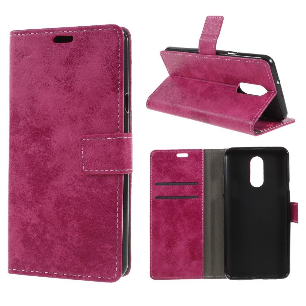 marque generique - Etui en PU style vintage rose pour votre LG Q Stylus - Autres accessoires smartphone