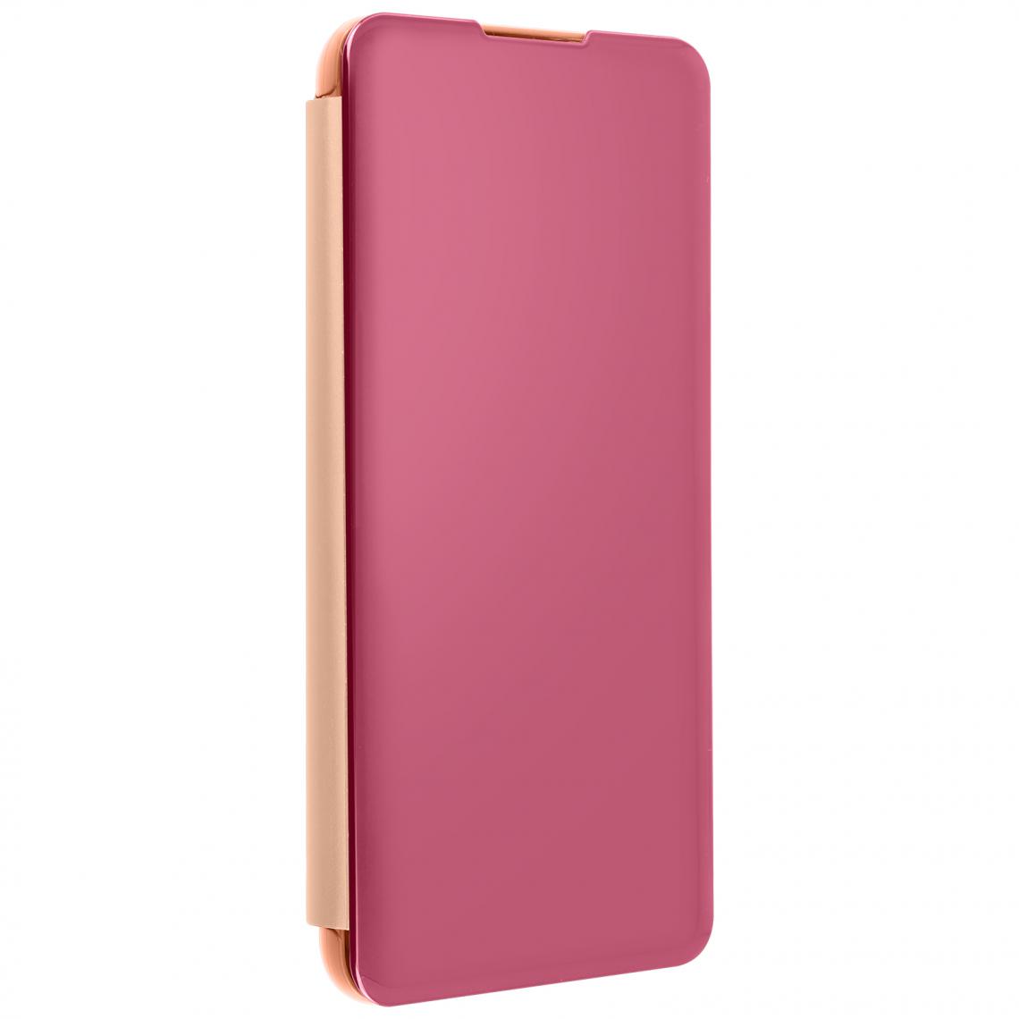 Avizar - Housse Samsung Galaxy S21 Plus Clapet translucide Miroir Support Vidéo Rose gold - Coque, étui smartphone