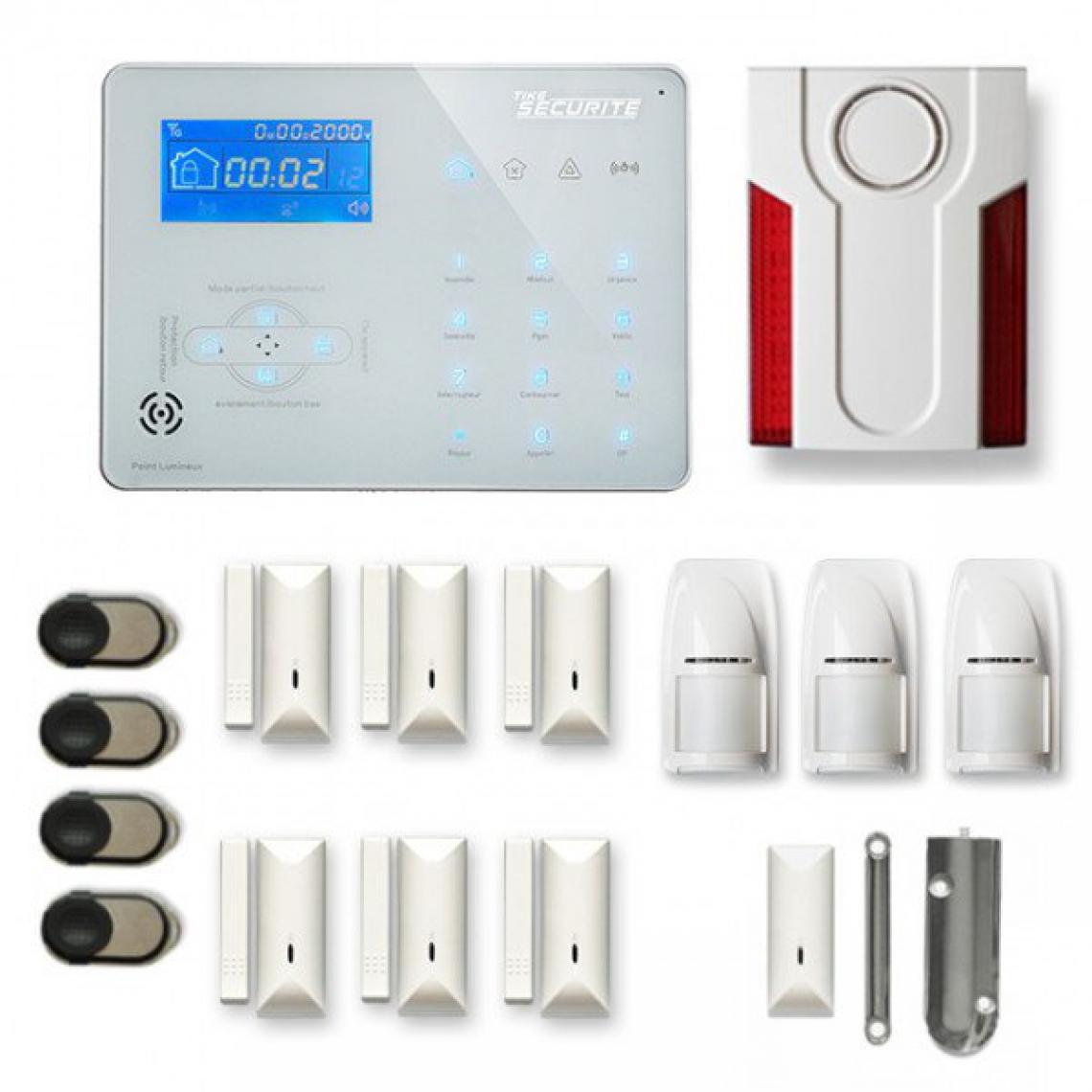 Tike Securite - Alarme maison sans fil ICE-B37 Compatible Box internet et GSM - Alarme connectée