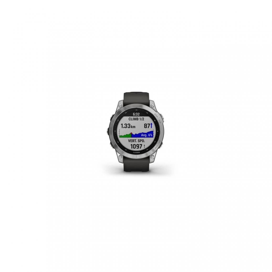 Garmin - GARMIN Fenix 7 - Montre GPS de sport connectée - Silver avec bracelet gris - Montre connectée