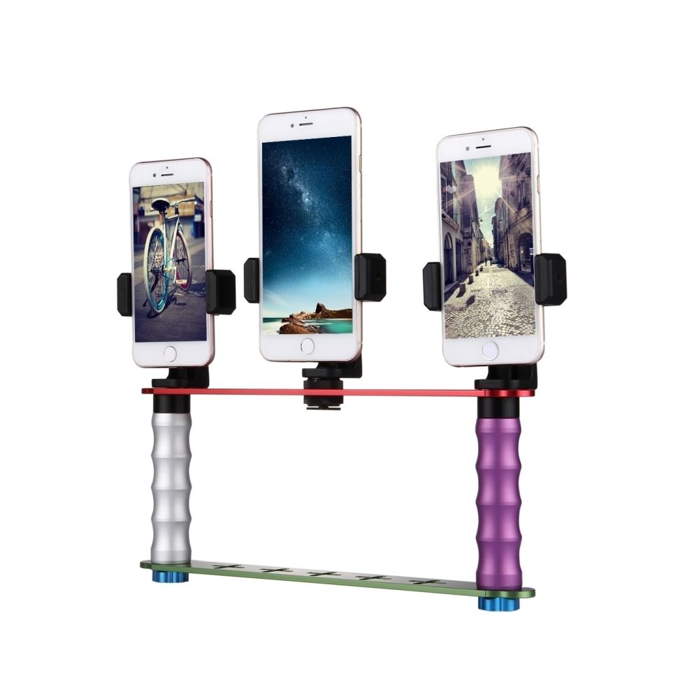 Wewoo - Monopode Selfie stick pour iPhone, Galaxy, Huawei, Xiaomi, HTC, Sony, Google et autres Smartphones Support de diffusion en direct Smartphone Kit de montage de module à main avec 3 clips de téléphone, - Autres accessoires smartphone