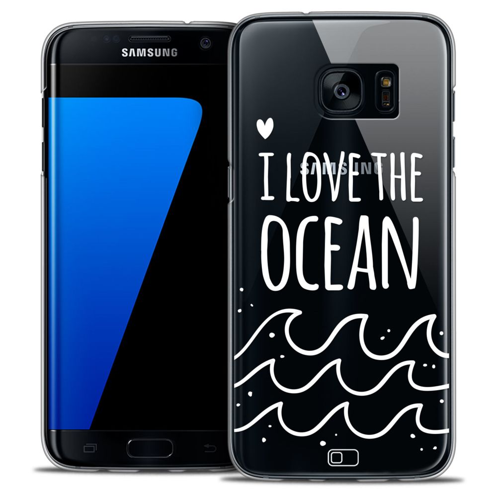 Caseink - Coque Housse Etui Samsung Galaxy S7 Edge [Crystal HD Collection Summer Design I Love Ocean - Rigide - Ultra Fin - Imprimé en France] - Coque, étui smartphone