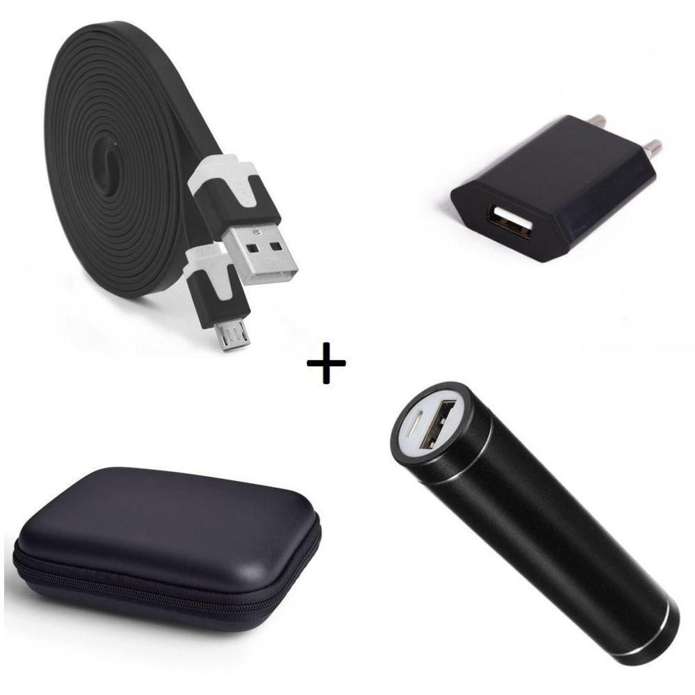 Shot - Pack pour ALCATEL 1C (Cable Chargeur Noodle Micro-USB + Pochette + Batterie + Prise Secteur) Android - Chargeur secteur téléphone