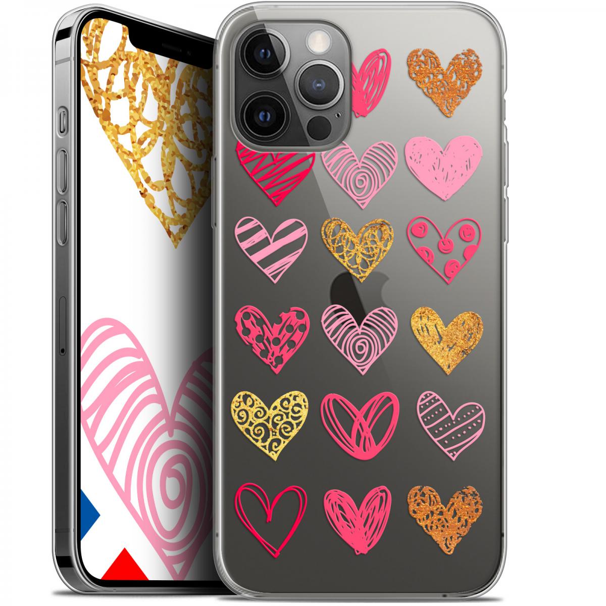 Caseink - Coque Pour Apple iPhone 12 Pro MAX (6.7 ) [Gel HD Collection Sweetie Design Doodling Hearts - Souple - Ultra Fin - Imprimé en France] - Coque, étui smartphone