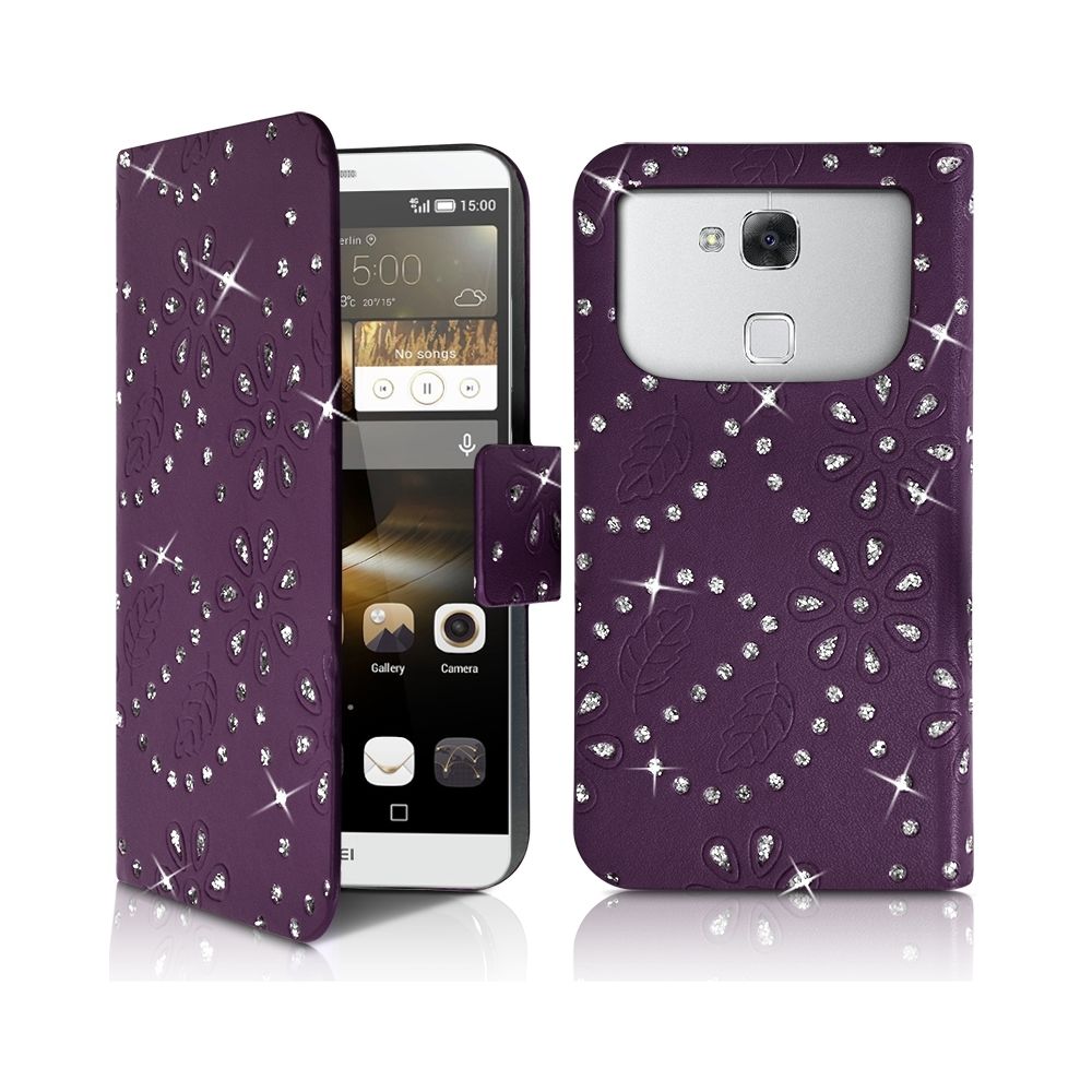 Karylax - Housse Coque Etui Portefeuille Motif Diamant Universel XL couleur violet pour Huawei Ascend Mate 7 - Autres accessoires smartphone