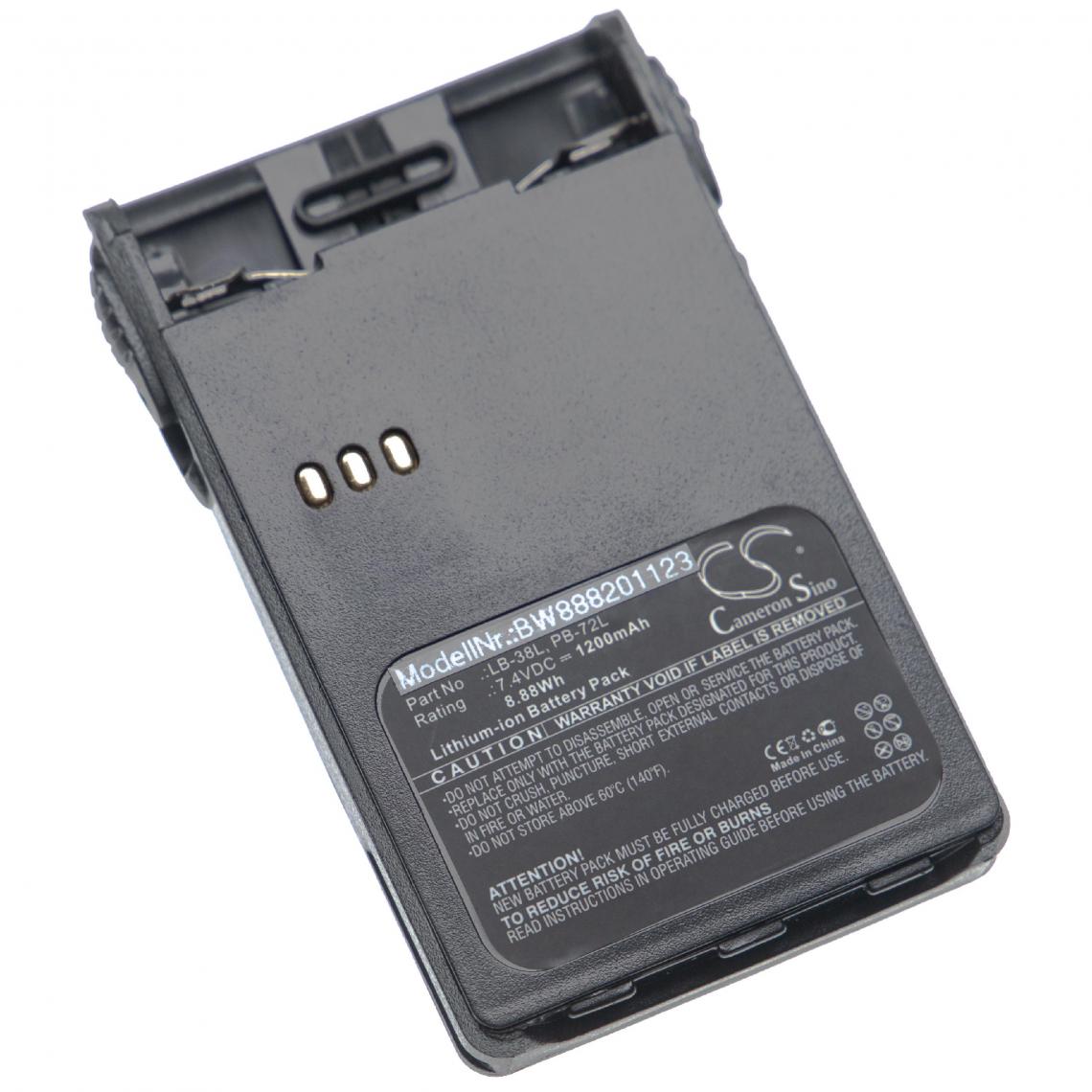 Vhbw - vhbw batterie compatible avec TYT -777 radio talkie-walkie (1200mAh, 7.4V, Li-Ion) + clip - Autres accessoires smartphone