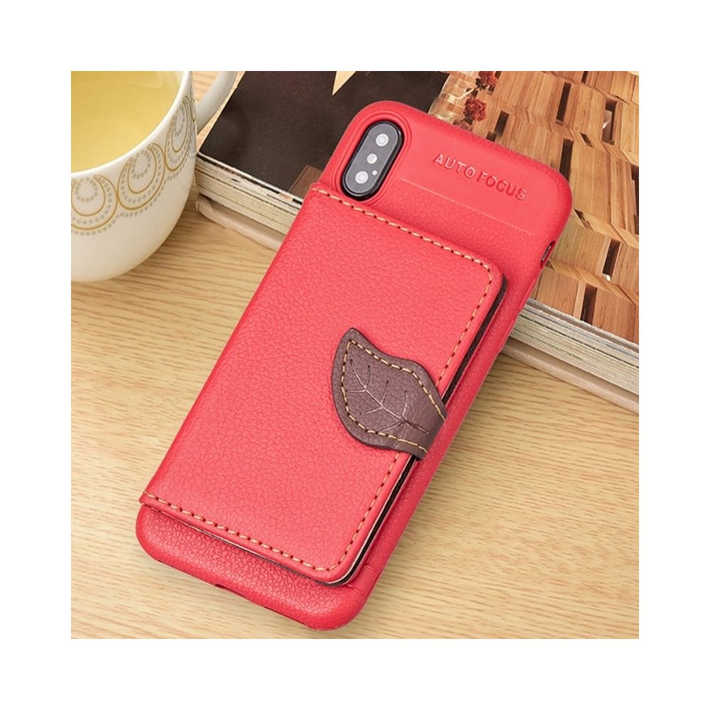 Wewoo - Coque Housse en cuir magnétique pour iPhone X, avec fentes porte-cartes & porte-monnaie & cadre photo rouge - Coque, étui smartphone