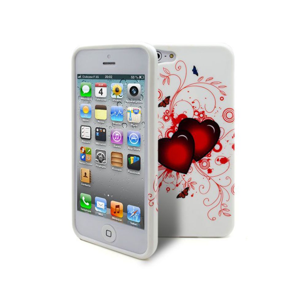 Caseink - Coque iPhone 5 - 5S Hearts Tpu Gel Rouge de protection - Coque, étui smartphone