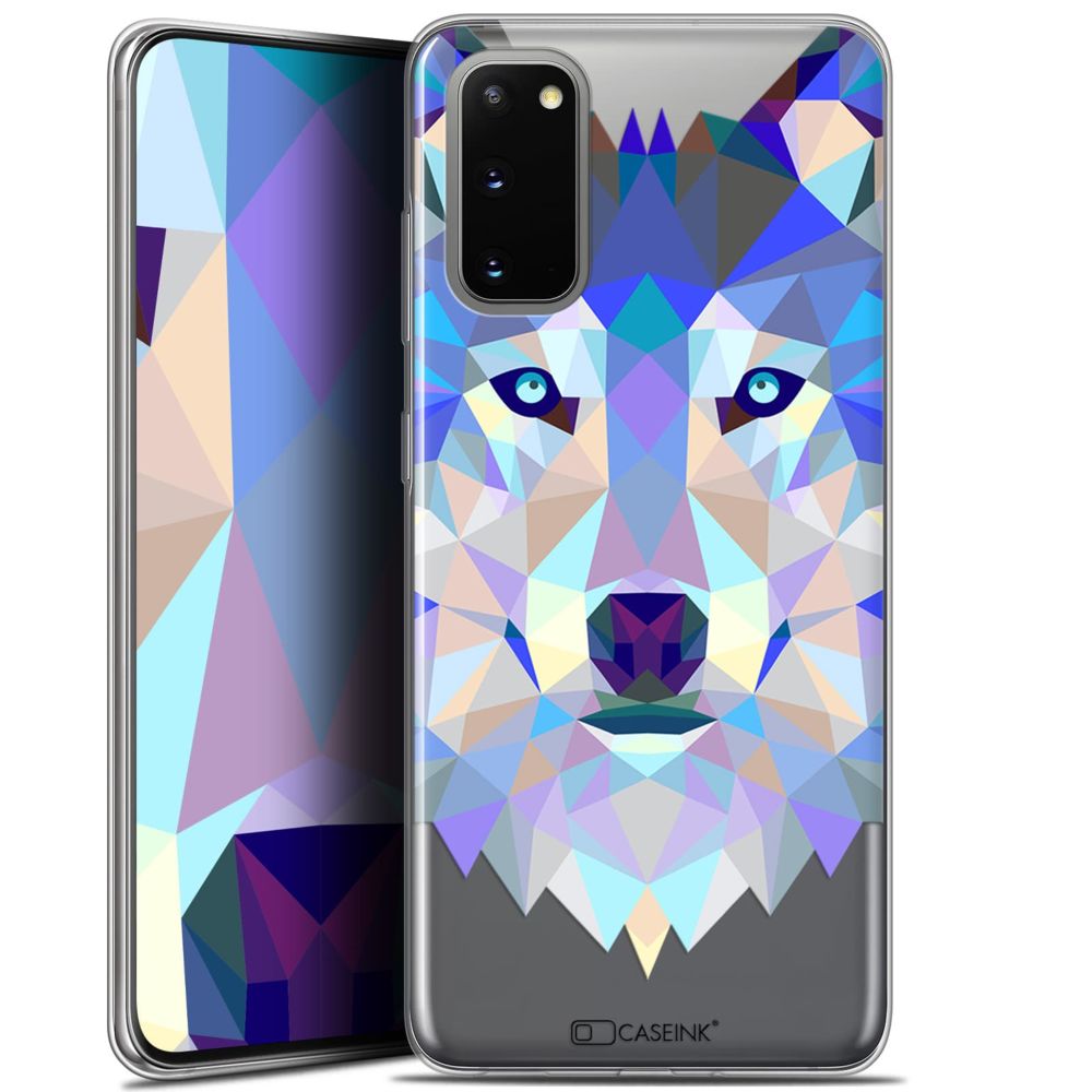 Caseink - Coque Pour Samsung Galaxy S20 (6.2 ) [Gel HD Polygon Series Animal - Souple - Ultra Fin - Imprimé en France] Loup - Coque, étui smartphone