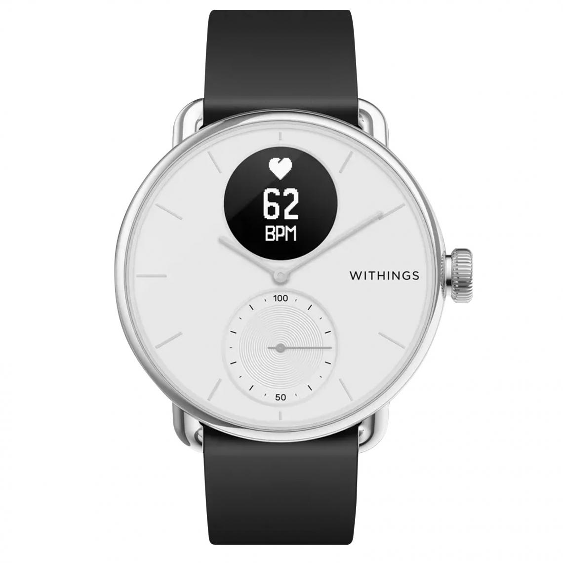 Withings - Bracelet Intelligent 38mm Hybride avec ECG et SpO2 Scanwatch Withings Blanc - Montre connectée