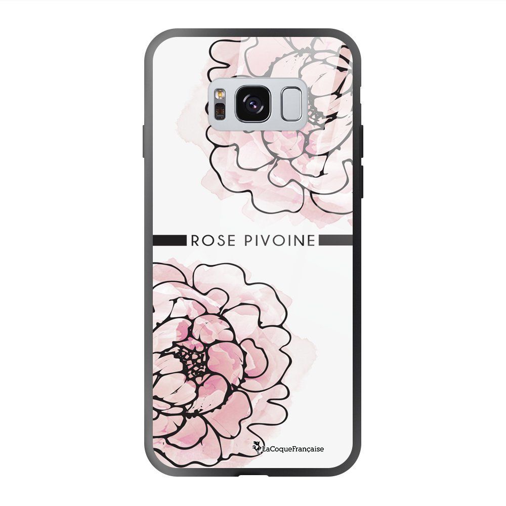 La Coque Francaise - Coque Samsung Galaxy S8 soft touch noir effet glossy Rose Pivoine Design La Coque Francaise - Coque, étui smartphone