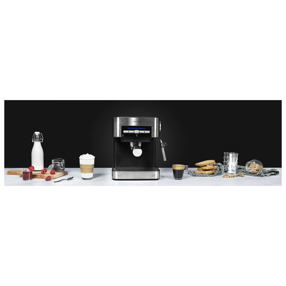 Cecotec - machine à café express de 1,5L pour café expresso et cappuccino 850W gris noir - Expresso - Cafetière