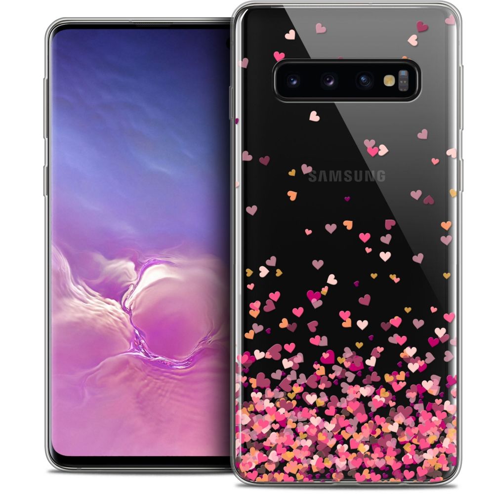 Caseink - Coque Housse Etui Pour Samsung Galaxy S10 (6.1 ) [Crystal Gel HD Collection Sweetie Design Heart Flakes - Souple - Ultra Fin - Imprimé en France] - Coque, étui smartphone