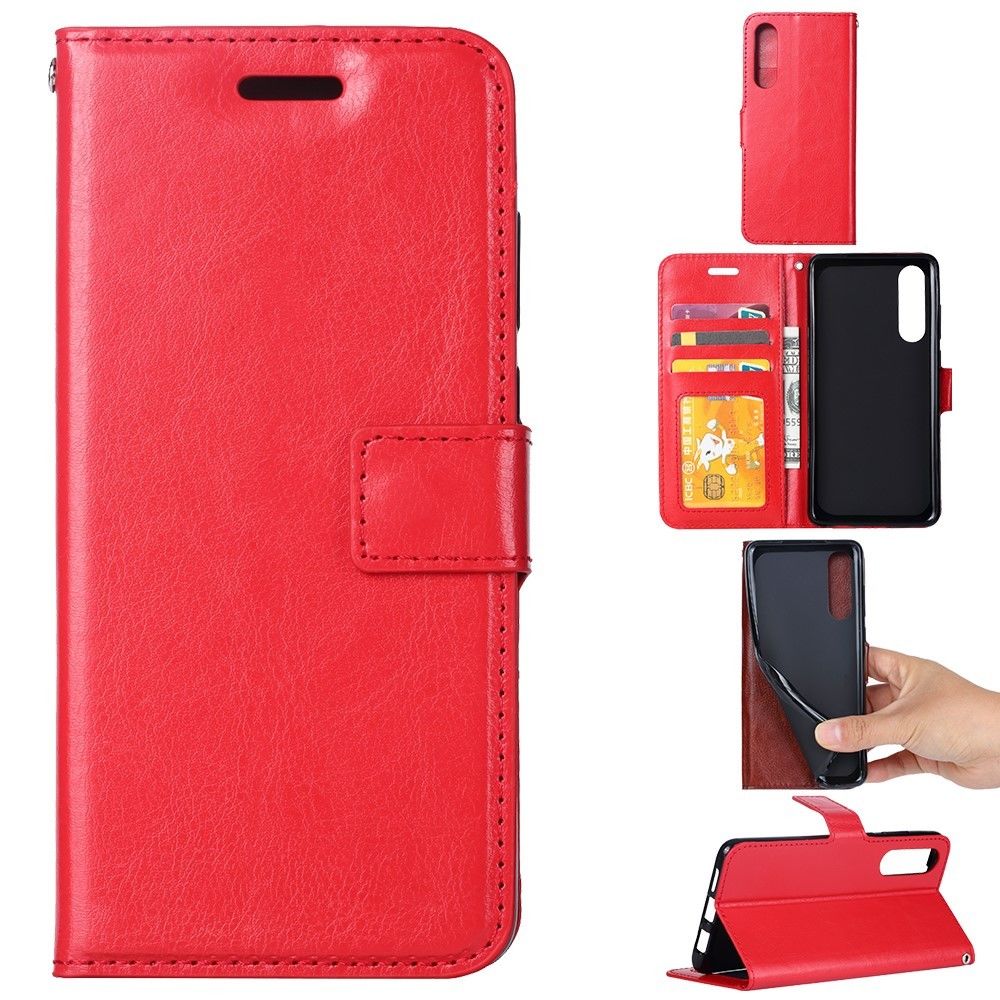 marque generique - Etui en PU cheval fou avec support rouge pour votre Samsung Galaxy A50 - Coque, étui smartphone