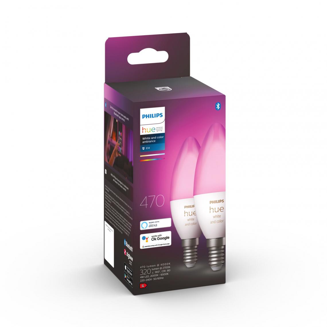 Philips - Hue White and color flamme E14 x2 - Lampe connectée