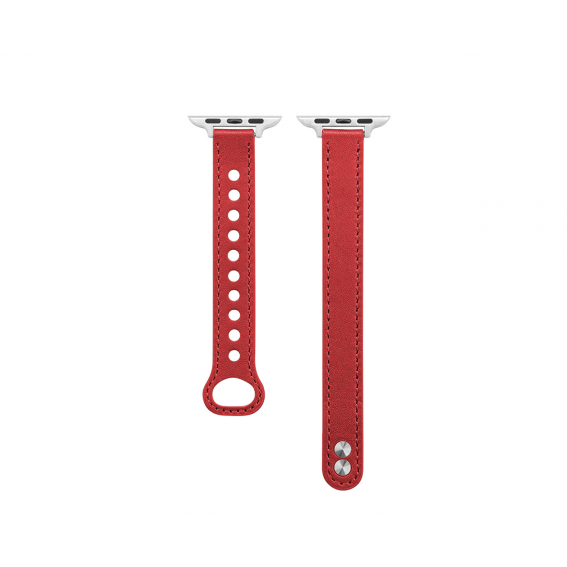 Generic - B05 Rouge Double Stud Cuir Sport Sangle De Remplacement Bracelets Apple Watch Band 41mm 40mm 38mm Femmes Hommes pour iWatch 234567 SE - Accessoires Apple Watch