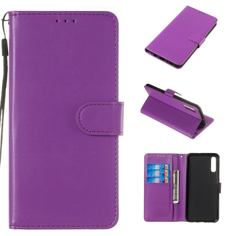 marque generique - Etui en PU de couleur unie avec support violet pour votre Samsung Galaxy A70 - Coque, étui smartphone