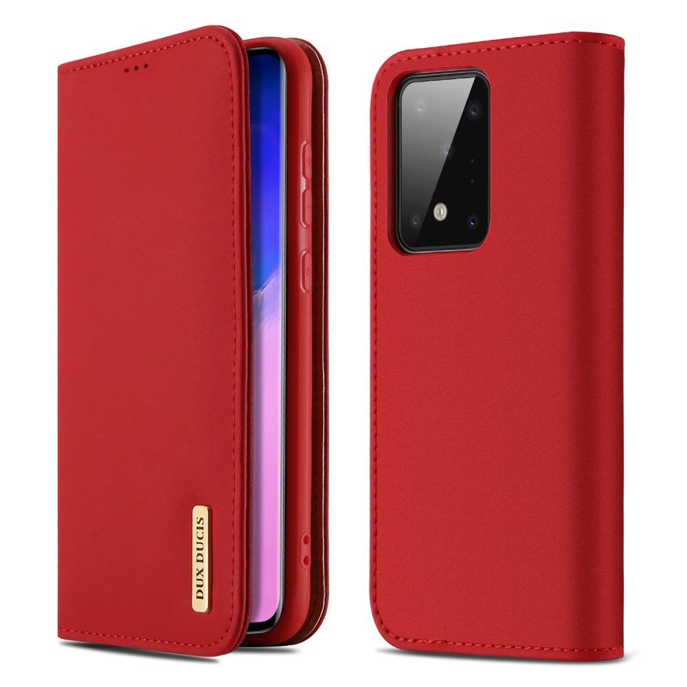Dux Ducis - Etui en cuir véritable avec support rouge pour votre Samsung Galaxy S11 Plus 6.9 pouces - Coque, étui smartphone