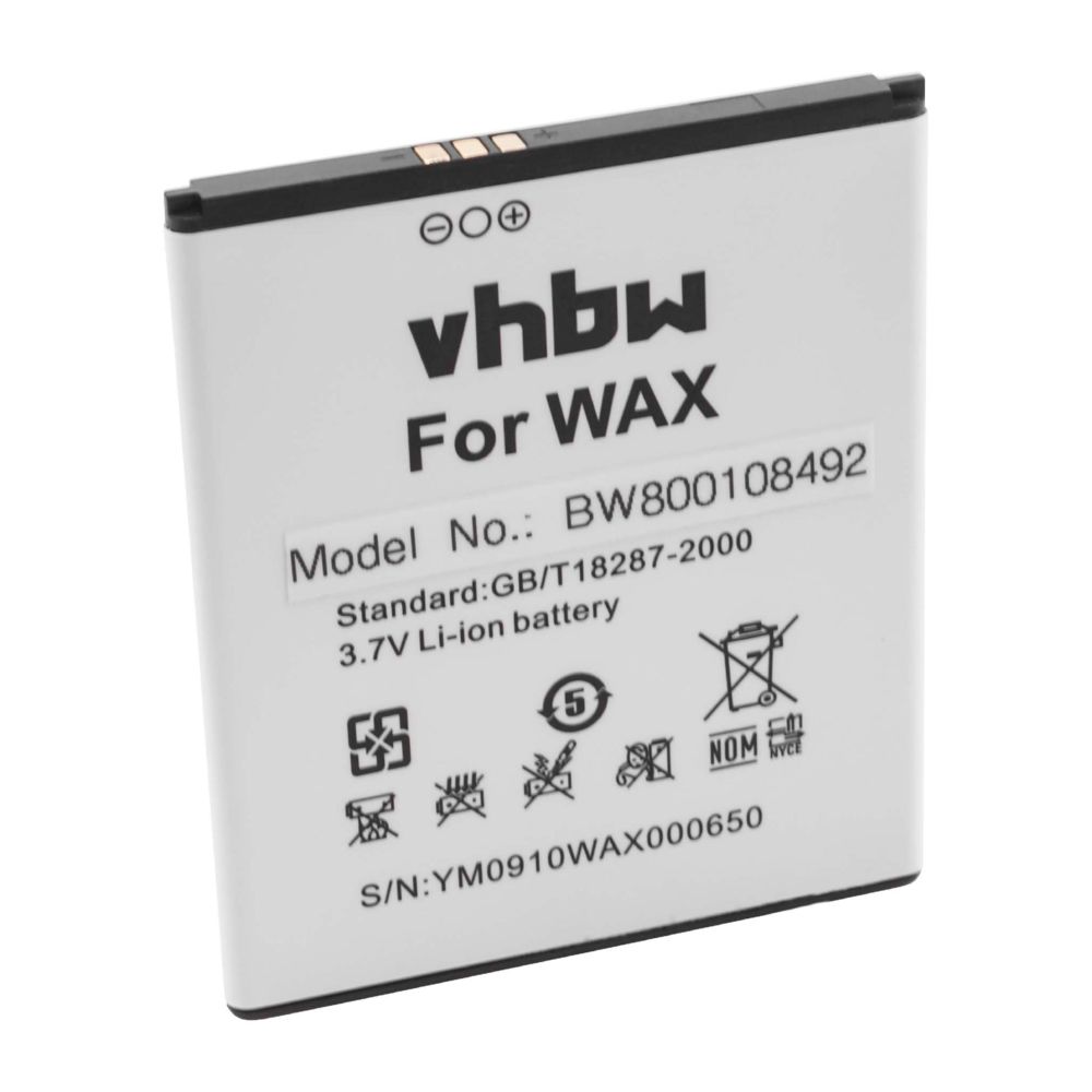 Vhbw - Batterie Li-Ion vhbw 2000mAh (3.7V) pour téléphone portable, Smartphone, Wiko Remplace: Batterie Wax. - Batterie téléphone