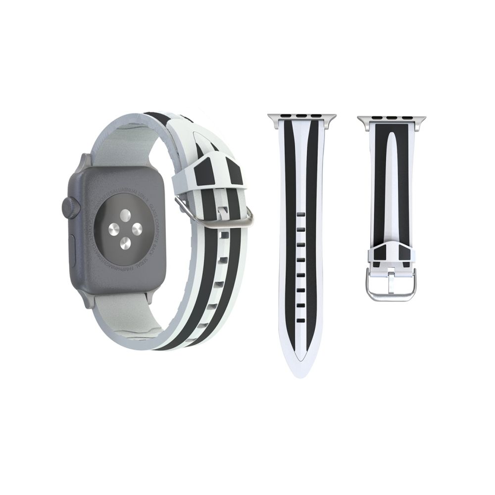 Wewoo - Bracelet noir et blanc pour Apple Watch Series 3 & 2 & 1 de montre en Silicone motif double bande de mode de 38 mm + - Accessoires Apple Watch