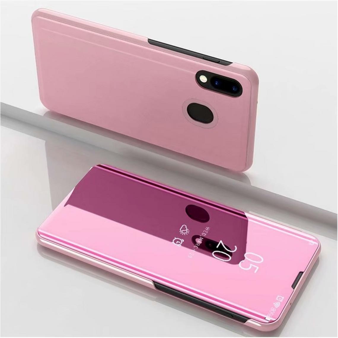 Wewoo - Housse Coque Étui à rabat horizontal en cuir avec miroir de galvanoplastie pour Galaxy M30avec support or rose - Coque, étui smartphone