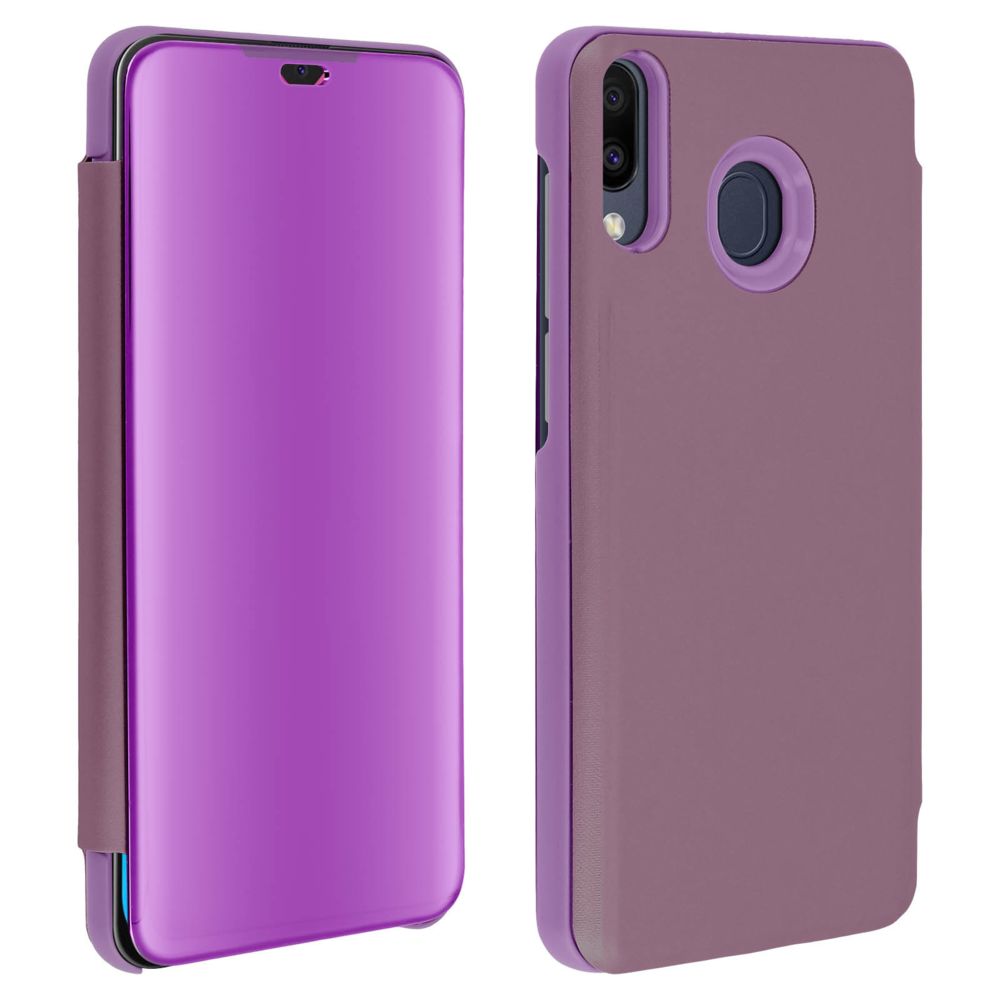 Avizar - Housse Samsung Galaxy M20 Étui Miroir Clapet translucide Stand Vidéo Violet - Coque, étui smartphone