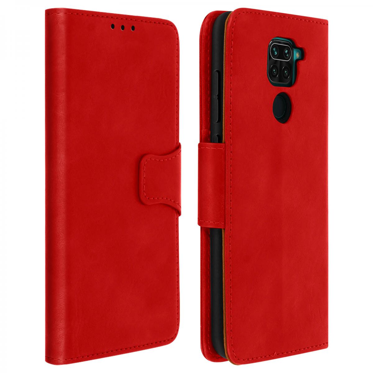 Avizar - Housse Xiaomi Redmi Note 9 Étui Folio Porte-carte Fonction Support Vintage Rouge - Coque, étui smartphone