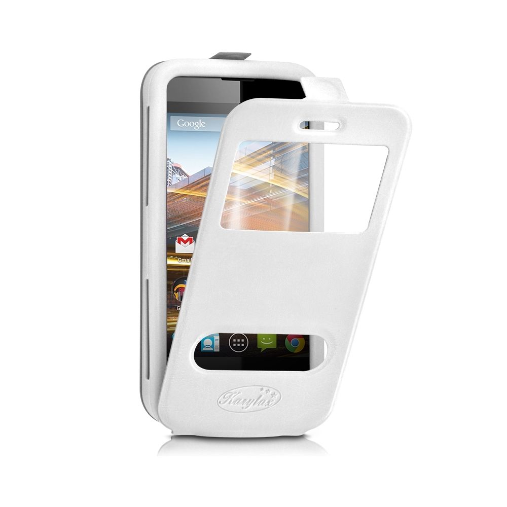 Karylax - Etui Coque Silicone S-View Couleur blanc Universel XS pour Alcatel One Touch Pop C3 - Autres accessoires smartphone