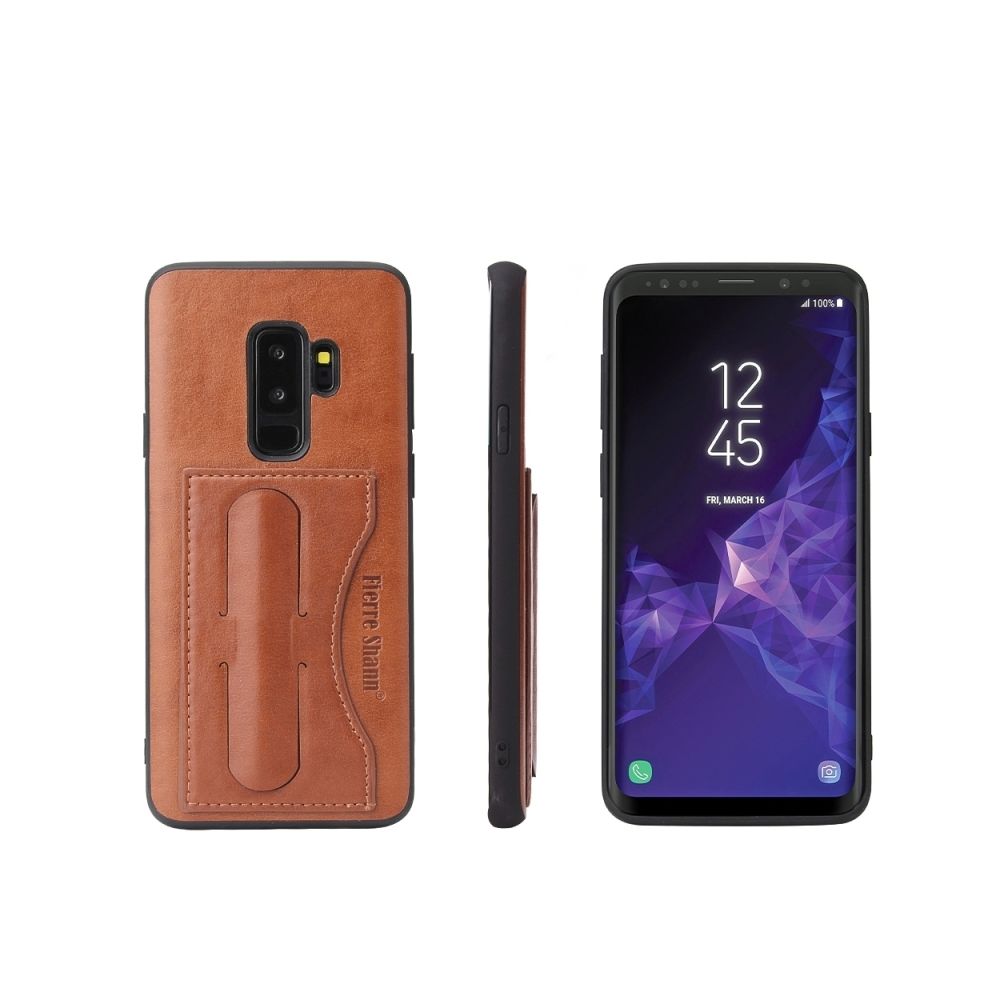 Wewoo - Etui de protection en cuir Fierre Shann pour Galaxy S9, avec support et fente pour carte (brun) - Coque, étui smartphone