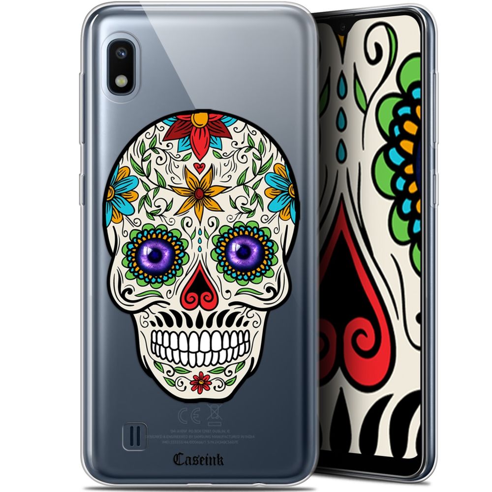 Caseink - Coque Pour Samsung Galaxy A10 (6.2 ) [Gel HD Collection Skull Design Maria's Flower - Souple - Ultra Fin - Imprimé en France] - Coque, étui smartphone