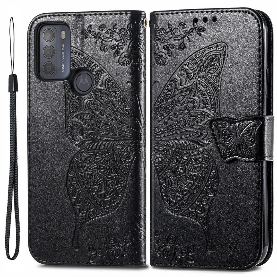 Other - Etui en PU Concevoir l'impression de gros papillons avec support noir pour votre Motorola Moto G50 - Coque, étui smartphone