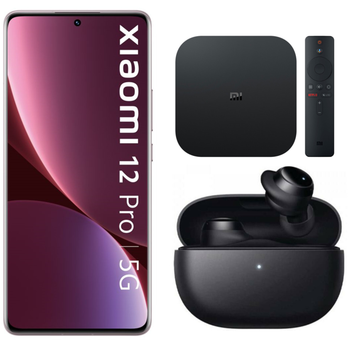 XIAOMI - 12 PRO - 256 Go - Bleu + Mi Box TV S - Passerelle multimédia 4K Android TV + Redmi Buds 3 Lite (Noir) - Smartphone Android
