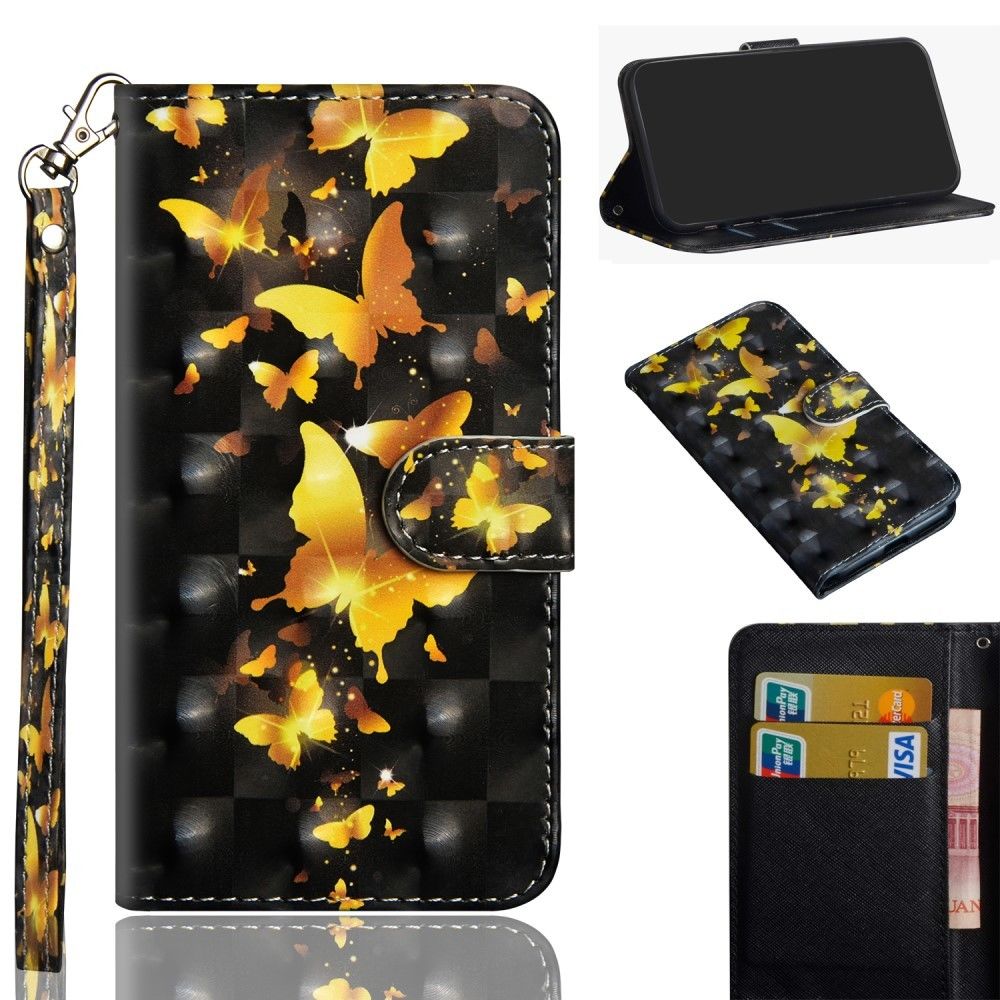 Generic - Etui en PU décor de tache lumineuse papillons d'or pour votre Motorola Moto G8 - Coque, étui smartphone