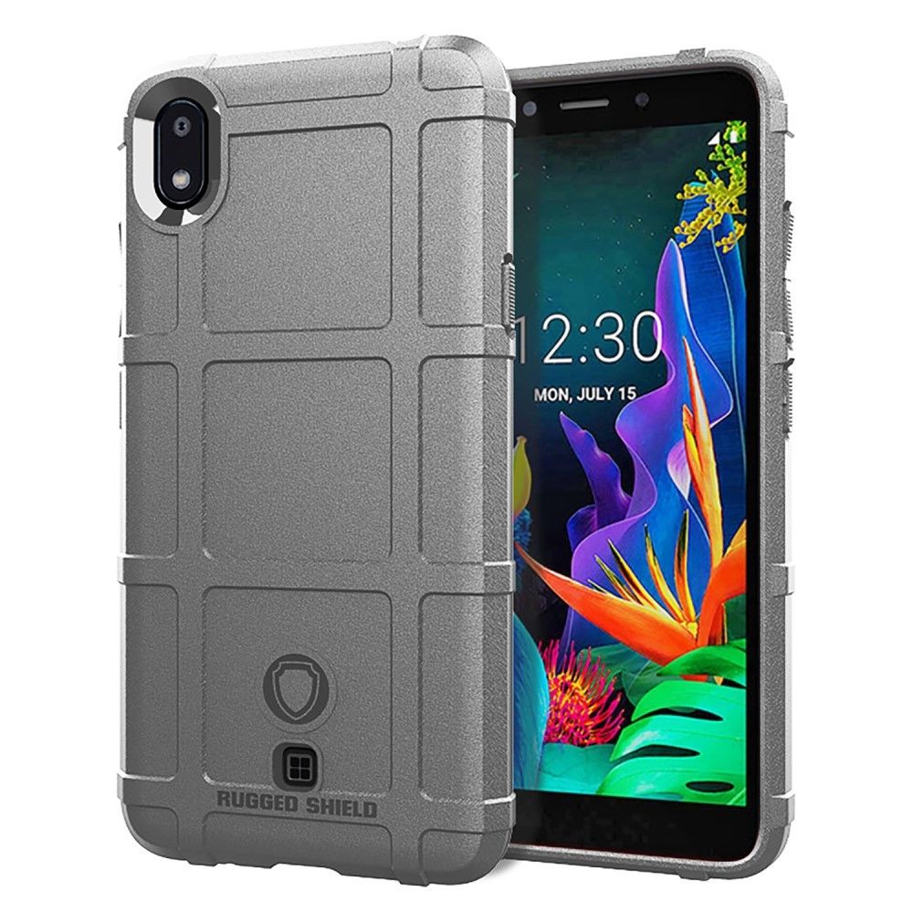 marque generique - Coque en TPU grille carrée anti-choc gris pour votre LG K20 (2019) - Coque, étui smartphone