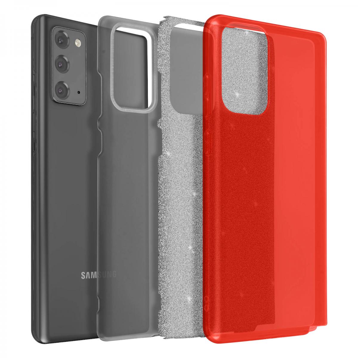 Avizar - Coque Samsung Note 20 Paillette Amovible Silicone Semi-rigide rouge - Coque, étui smartphone