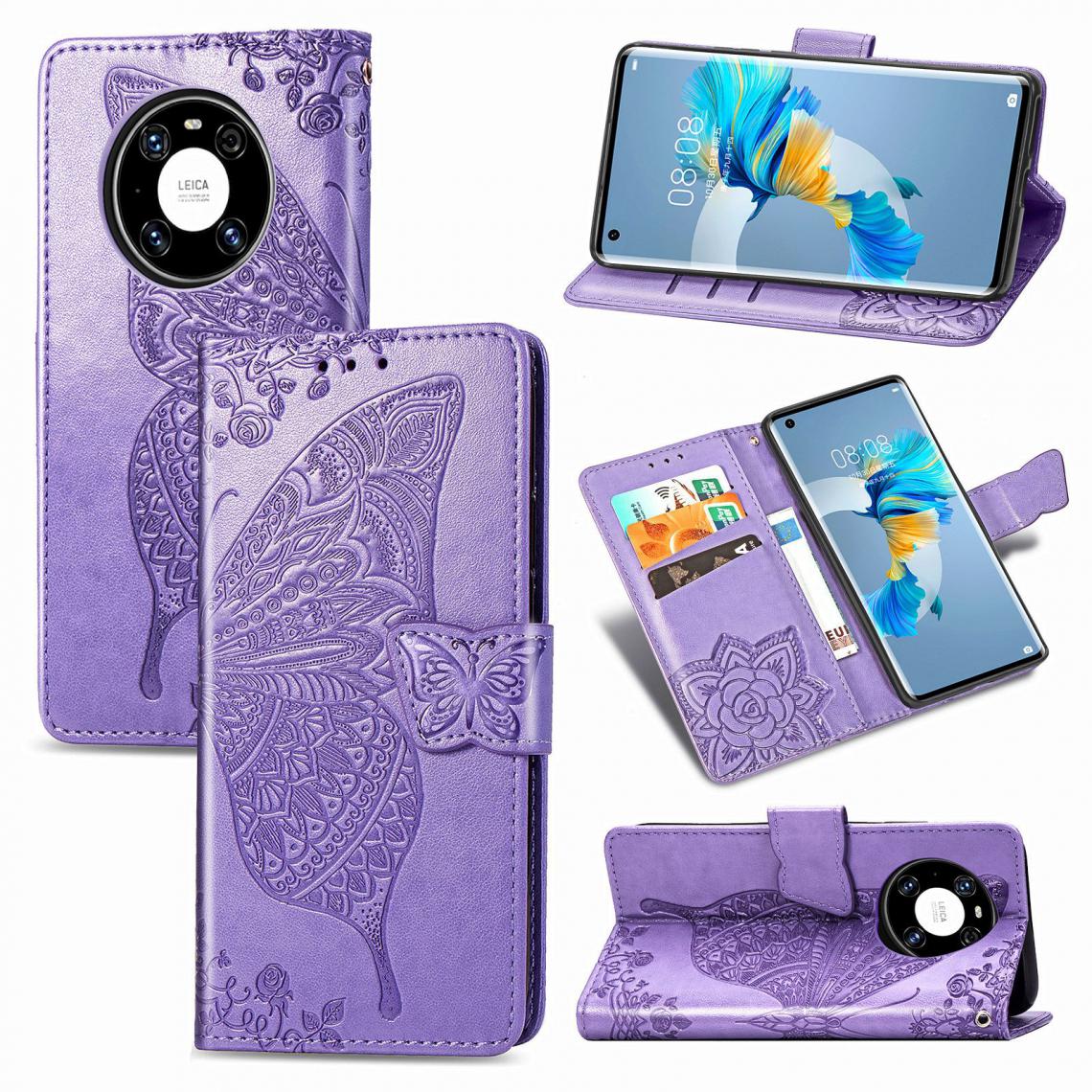 OtterBox - Huawei Mate 40 Pro Housse Etui Coque de protection type portefeuille Papillon [Violet] - Coque, étui smartphone