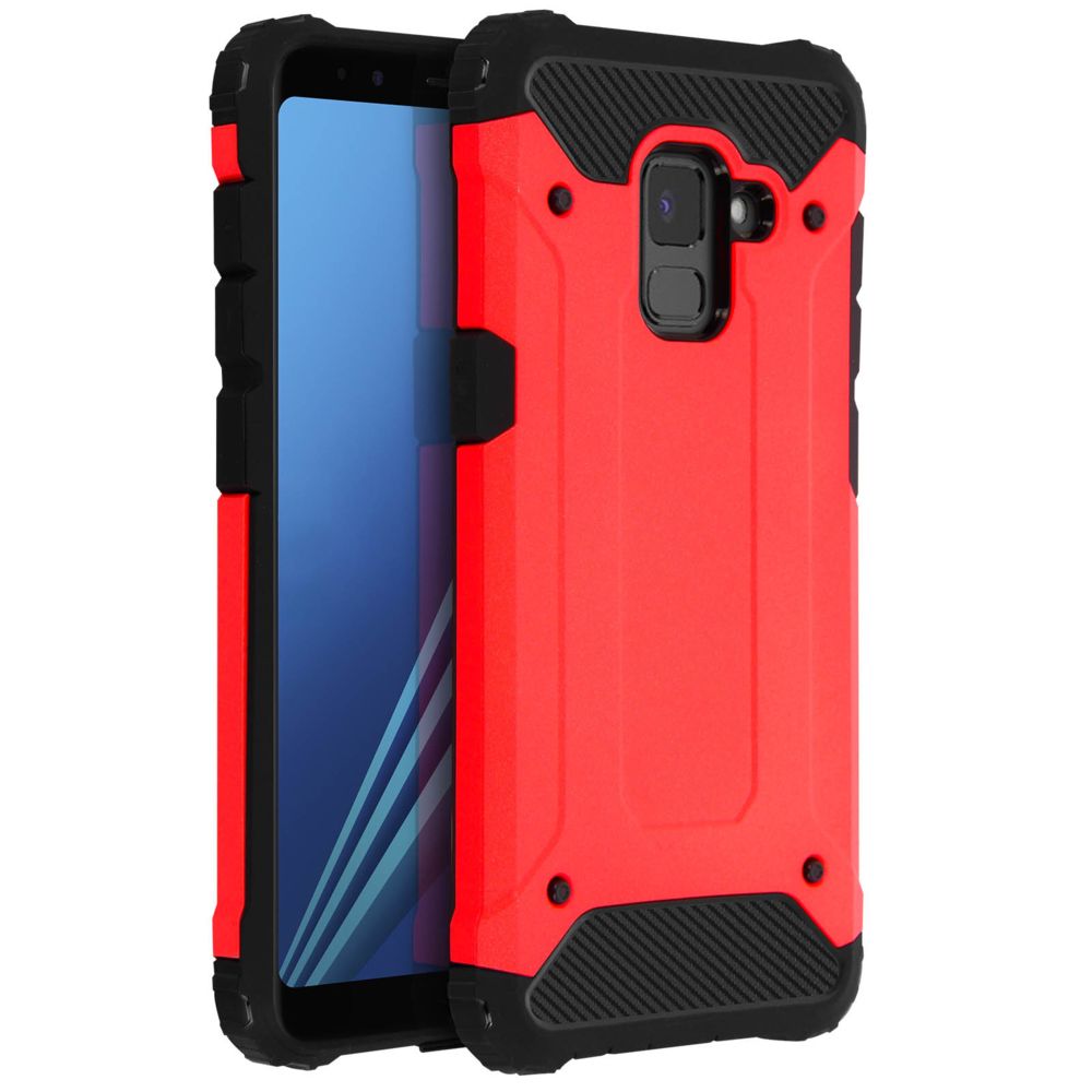 Avizar - Coque Galaxy A8 Protection Antichoc Bi-Matières Antichutes (1,80m) - Rouge - Coque, étui smartphone