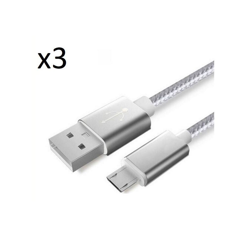Shot - Pack de 3 Cables Metal Nylon Micro USB pour SONY Xperia C4 Smartphone Android Chargeur Connecteur - Chargeur secteur téléphone