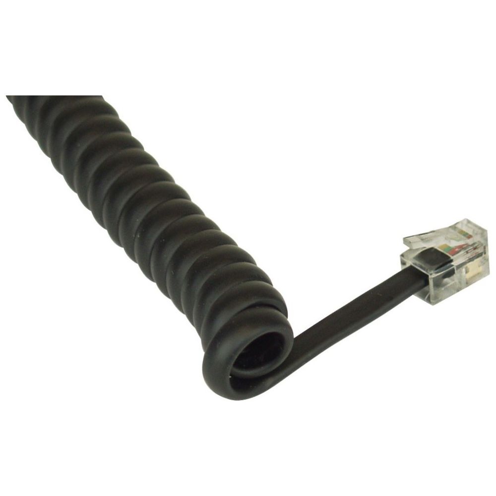 Inline - Câble spirale RJ10 mâle/mâle, max. 4m noir, affecté 1:1 - Accessoires Téléphone Fixe