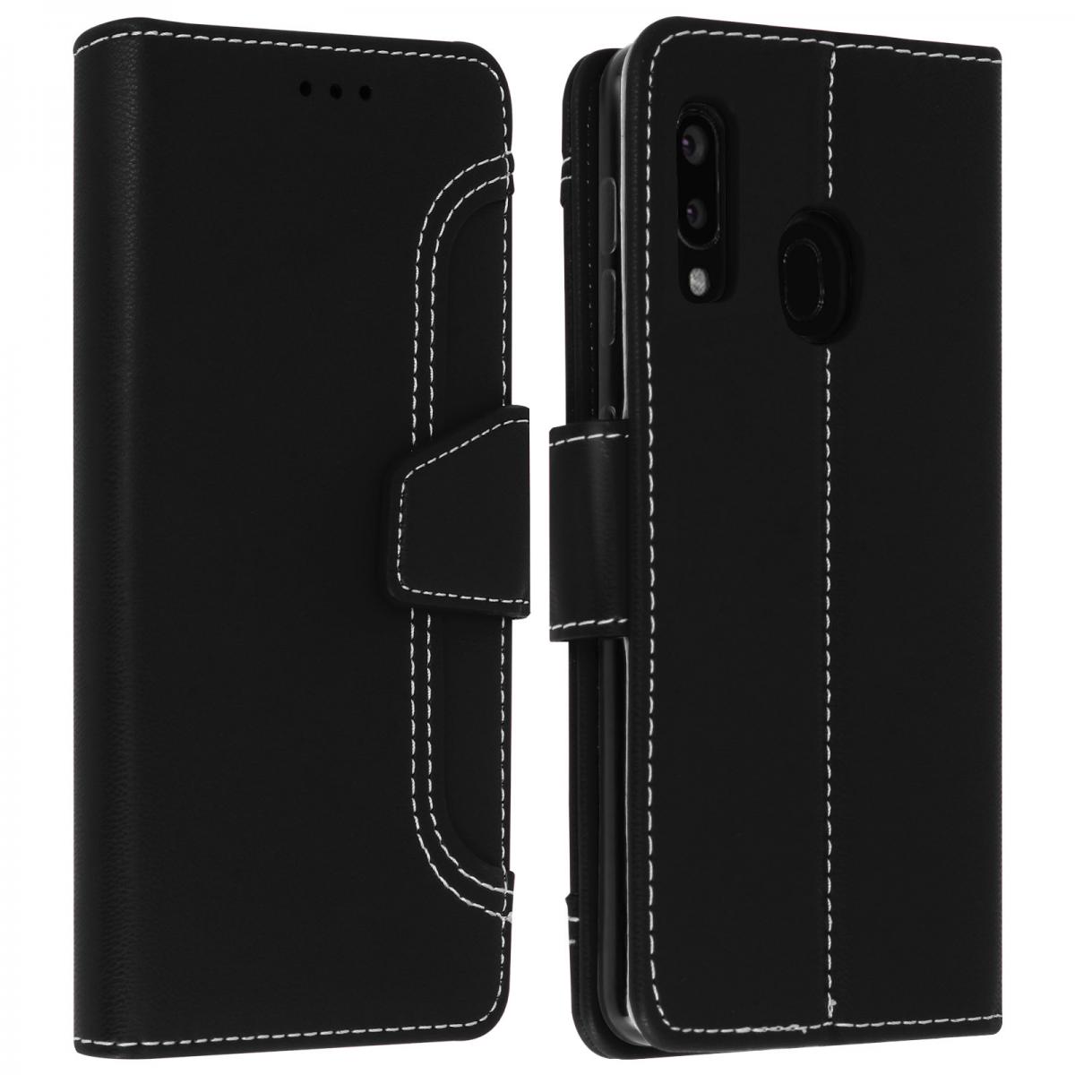 Avizar - Housse Samsung Galaxy A20e Étui Folio Portefeuille Fonction Support noir - Coque, étui smartphone