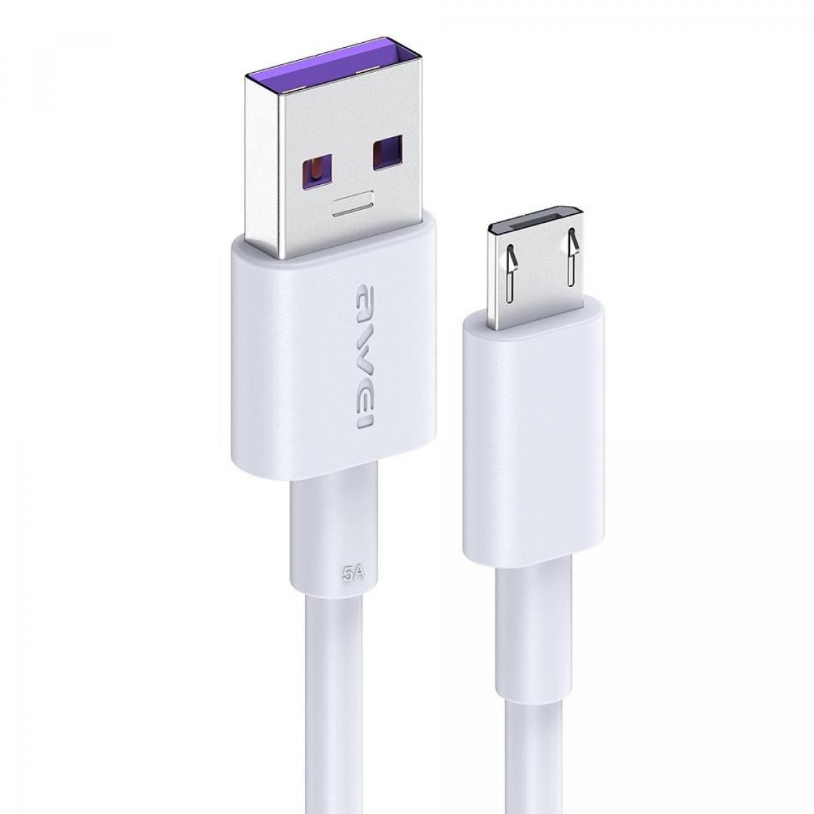 Wewoo - Câble USB CL-77M 5A Interface USB vers Micro USB Câble de données TPE Smart Charge rapideLongueur de câble 1 m blanc - Chargeur secteur téléphone