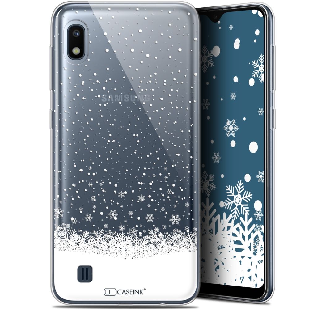 Caseink - Coque Pour Samsung Galaxy A10 (6.2 ) [Gel HD Collection Noël 2017 Design Flocons de Neige - Souple - Ultra Fin - Imprimé en France] - Coque, étui smartphone