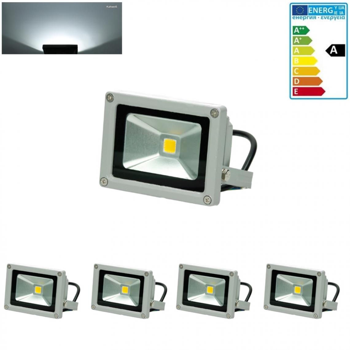 Ecd Germany - 4 x LED Projecteur lumiére extérieure éclairage blanc froid IP65 imperméable 10W - Projecteurs LED