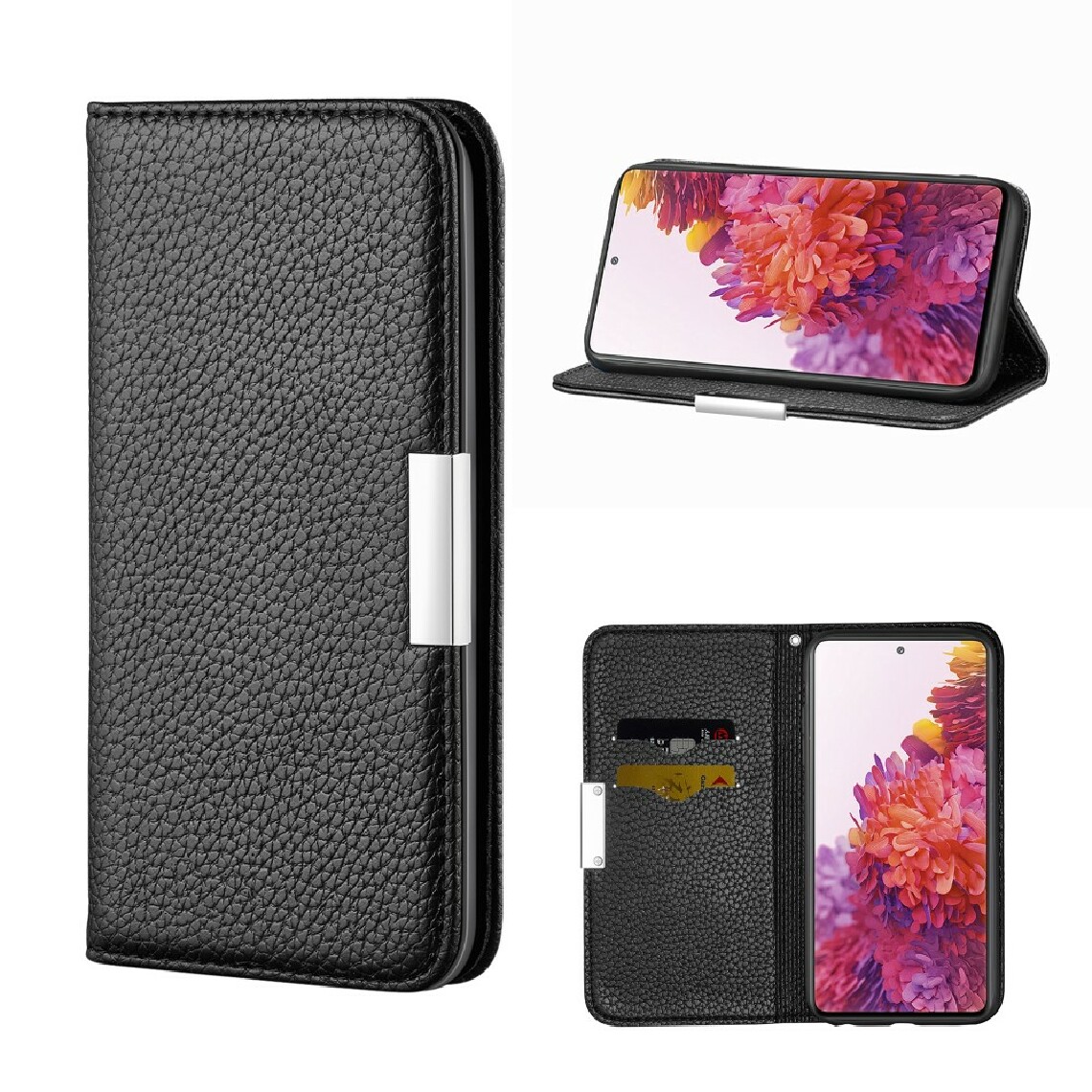 Other - Etui en PU boucle d'absorption automatique peau de litchi avec porte-carte noir pour votre Samsung Galaxy S20 FE/S20 FE 5G/S20 Lite - Coque, étui smartphone