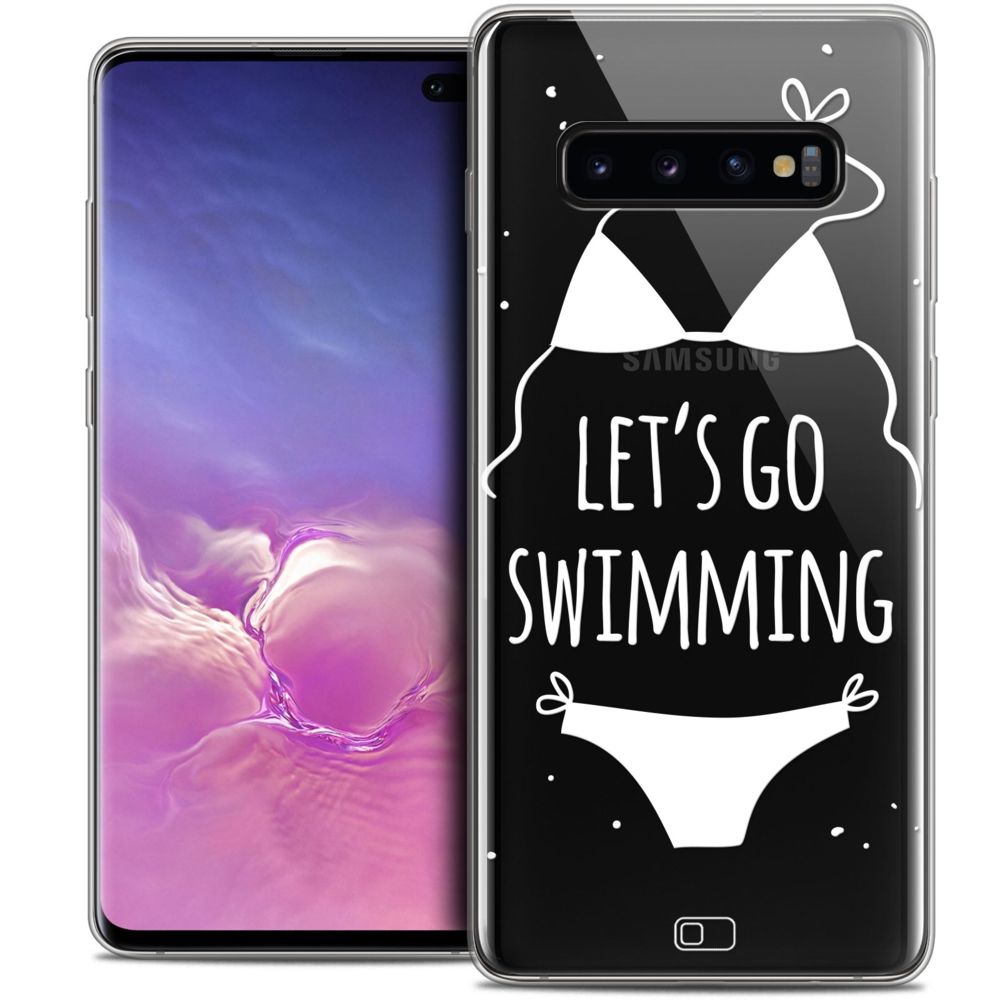 Caseink - Coque Housse Etui Pour Samsung Galaxy S10+ (6.4 ) [Crystal Gel HD Collection Summer Design Let's Go Swim - Souple - Ultra Fin - Imprimé en France] - Coque, étui smartphone