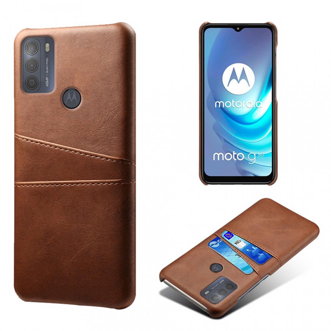 Other - Coque en TPU + PU avec double porte-cartes marron pour votre Motorola Moto G50 - Coque, étui smartphone