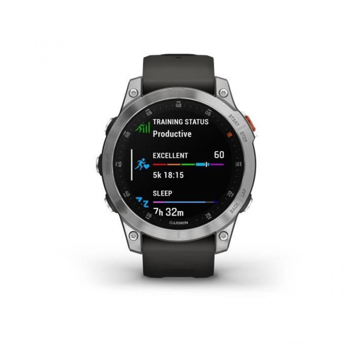 Garmin - GARMIN Epix - Montre GPS de sport connectée - Acier, Silver avec bracelet gris - Montre connectée