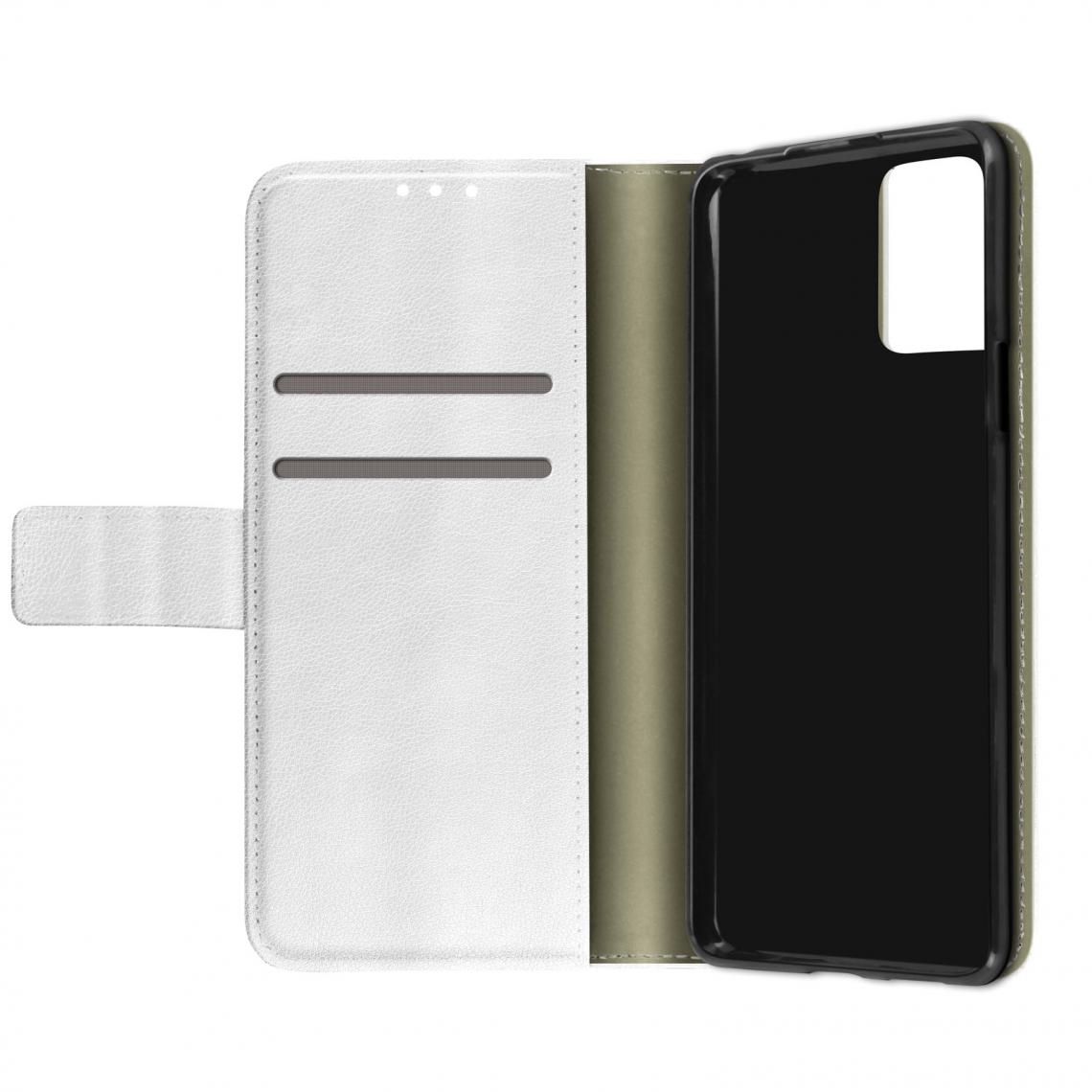 Avizar - Housse LG K53 Porte-carte Fonction Support Vidéo Languette magnétique blanc - Coque, étui smartphone