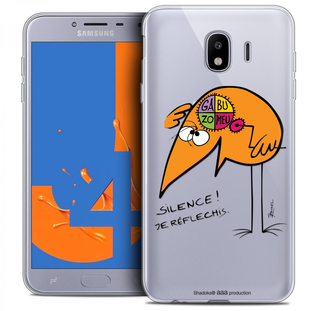 Caseink - Coque Housse Etui Samsung Galaxy J4 2018 J400 (5.5 ) [Crystal Gel HD Collection Les Shadoks ? Design Silence ! - Souple - Ultra Fin - Imprimé en France] - Coque, étui smartphone